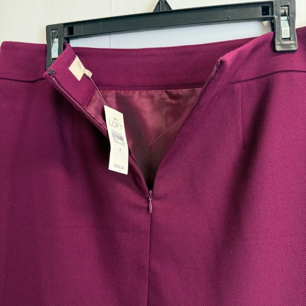 NEW LOFT Women Size 8 Magenta Purple Twill Mini Skirt Gold Button Pockets